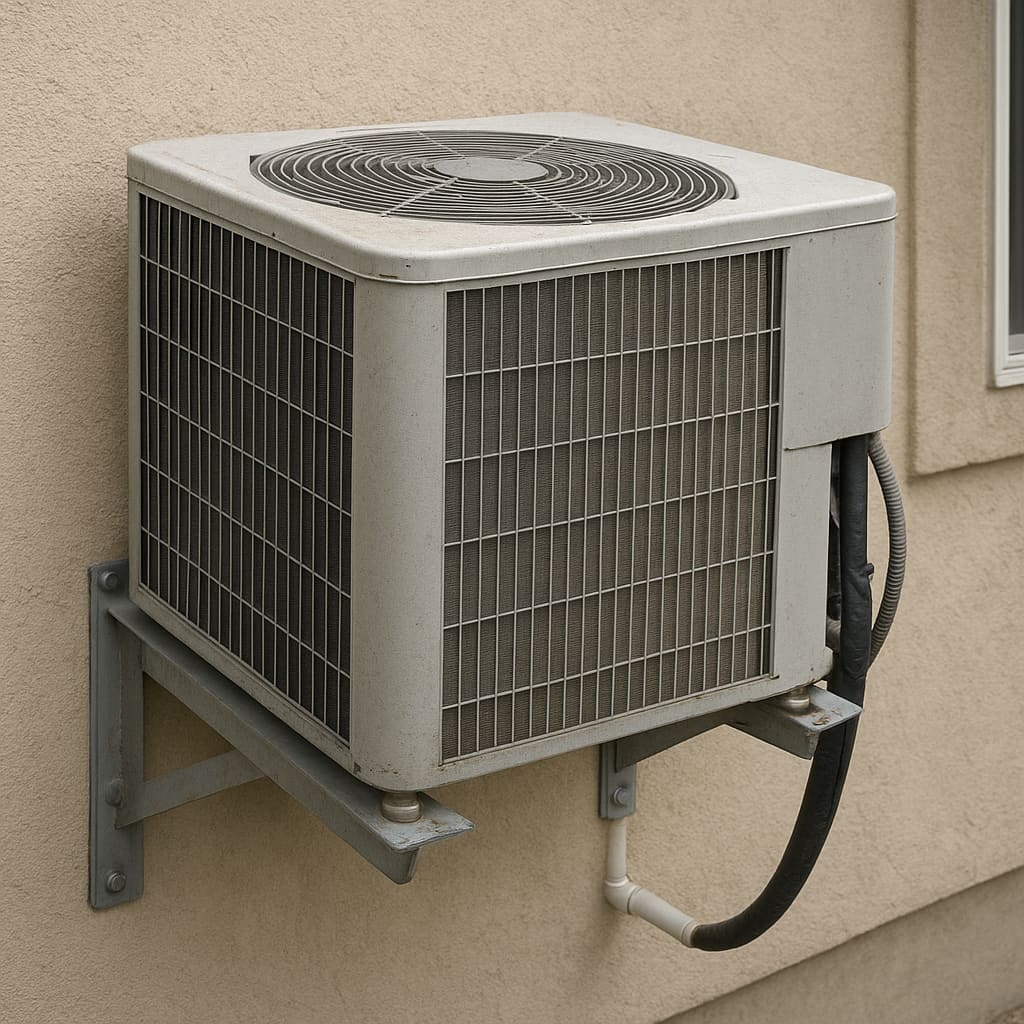 Außengerät einer Split-Klimaanlage an Gebäudefassade